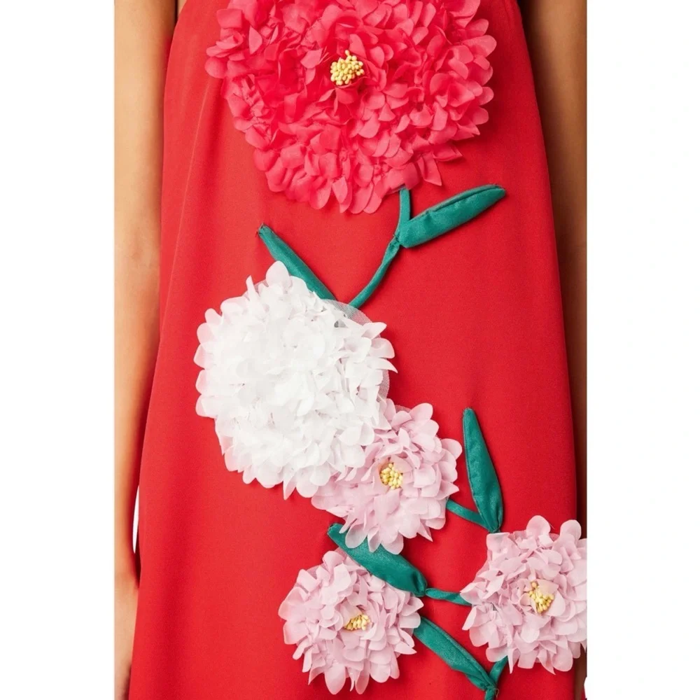 Elliat Buttercup Maxi Dress Floral Embellished Red Maxi Dress - Picture 5 of 7